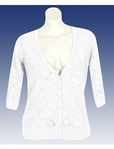 White Lace V-neck Cardigan by Derek Heart