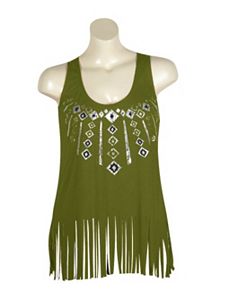 Green Fringe Top by Miss Majesty
