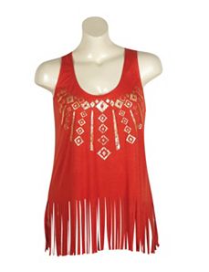 Orange Fringe Knit Top by Miss Majesty