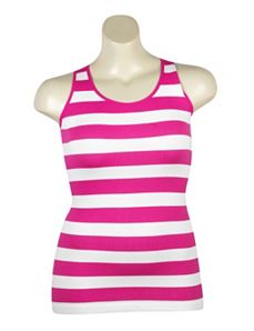 Fuchsia Stripe Ribbed Tank by Icon Apparel