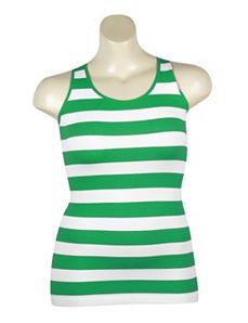 Green Stripe Ribbed Tank by Icon Apparel
