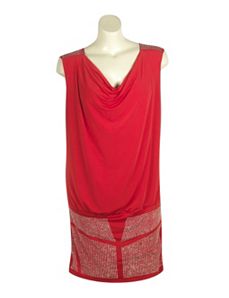 Red Rhinestone Cowl Dress by Fashion Instincts