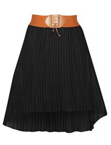 Black Hi Low Pleated Skirt by Meetu Magic