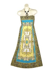 Yellow Graphic Maxi Dress by Meetu Magic