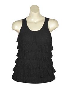 Black Tiered Lace Tank by Just One