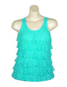 Turquoise Tiered Lace Tank by Just One
