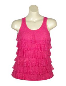 Fuchsia Tiered Lace Tank by Just One
