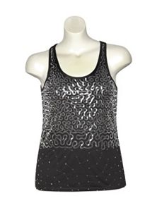 Black Squiggle Sequin Tank by Just One
