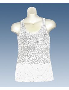 White Squiggle Sequin Tank by Just One