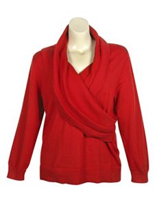 Red Shawl Collar Sweater by Pierri