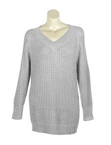 Silver Metallic V-Neck Sweater by Pierri