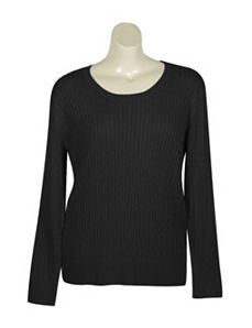 Black Crew Neck Cable Sweater by Pierri