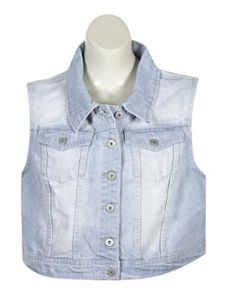 Frayed Bleach Denim Vest by Elite Jeans