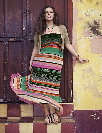 Striped chiffon maxi dress by Lane Bryant