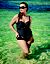 Striped bandeau one piece swim suit by Cacique
