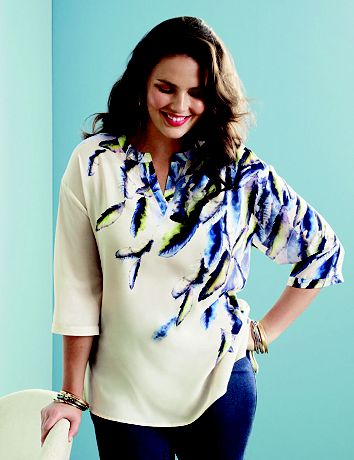 Feather print tunic by Lane Bryant