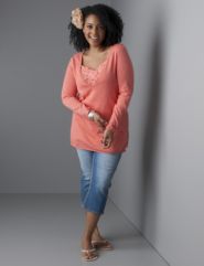 Deep-V Tunic Sweater, Seven7 Capri
