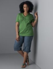 Shirred Polo, Convertible Denim Pedal Pushers