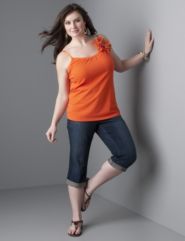 Supima&reg; Cotton Cami, Cuffed Jean Capri