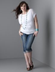 Texture Sweater, Sandblasted Cuffed Jean Capri