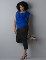Drape Front Top, Slim Leg Ponte Knit Pant