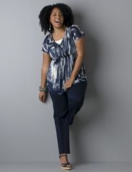 Brushstroke Stripe Top, Straight Leg Twill Pant