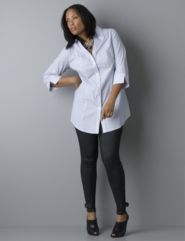 Striped Boyfriend Shirt, Knit Buckle Legging