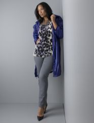 Jacket, Animal Print Top, Straight Leg Pant