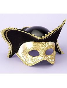 Venetian Mask - Gold/White Mask with Hat by Forum Novelties Inc