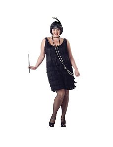 Flapper Fashion Plus (Black)  Adult Costume by California Costume Collection