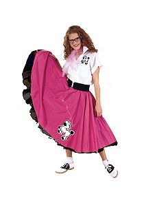 Complete Poodle Skirt Outfit Plus (Pink & White)  Adult Costume by Cruisin USA
