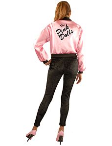 Pink Dolls Satin Jacket Plus Adult Costume by Charades Costumes