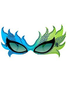Feather Mask Glasses (Blue/Green) by Elope