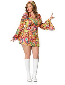 Hippie Chick Dress Plus Adult Costume by Leg Avenue