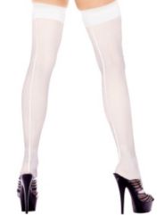 Sheer Thigh Hi With Backseam (White) - Adult Plus by Music Legs