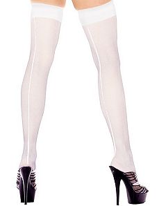 Sheer Thigh Hi With Backseam (White) - Adult Plus by Music Legs
