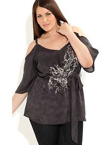 Satin Tattoo Top by City Chic