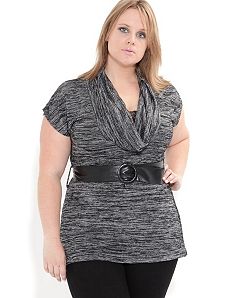 Marl Cowl Neck Top by City Chic