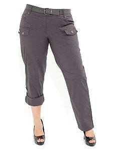 Webbing Cargo Pants With Belt by City Chic