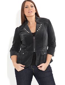 Velvet Military Jacket by City Chic