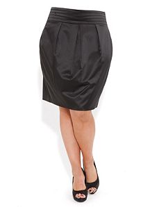 Hi Waist Sateen Skirt by City Chic