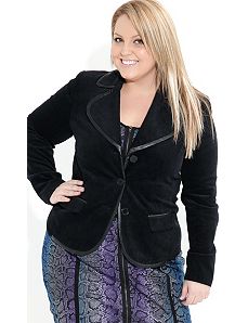 Leatherette Trim Blazer Jacket by City Chic