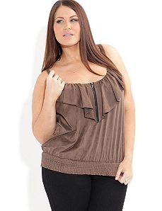 Suedette Frill Top by City Chic