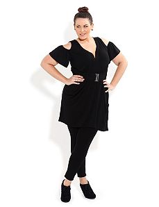 Shirred Waist Longline Tunic by City Chic