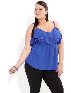 Strappy Ruffle Top by City Chic