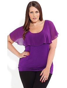 Flutter Knit Chiffon Top by City Chic