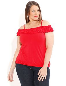 Off Duty Ruffle Top by City Chic