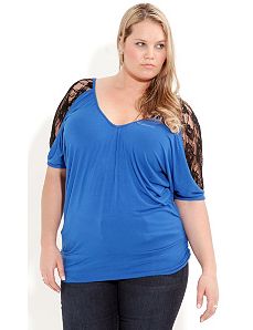 Lace Contrast Top by City Chic