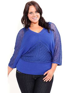 Sapphire Crochet Sweater by City Chic