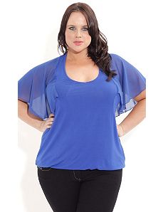 V- Neck Capelet Top by City Chic